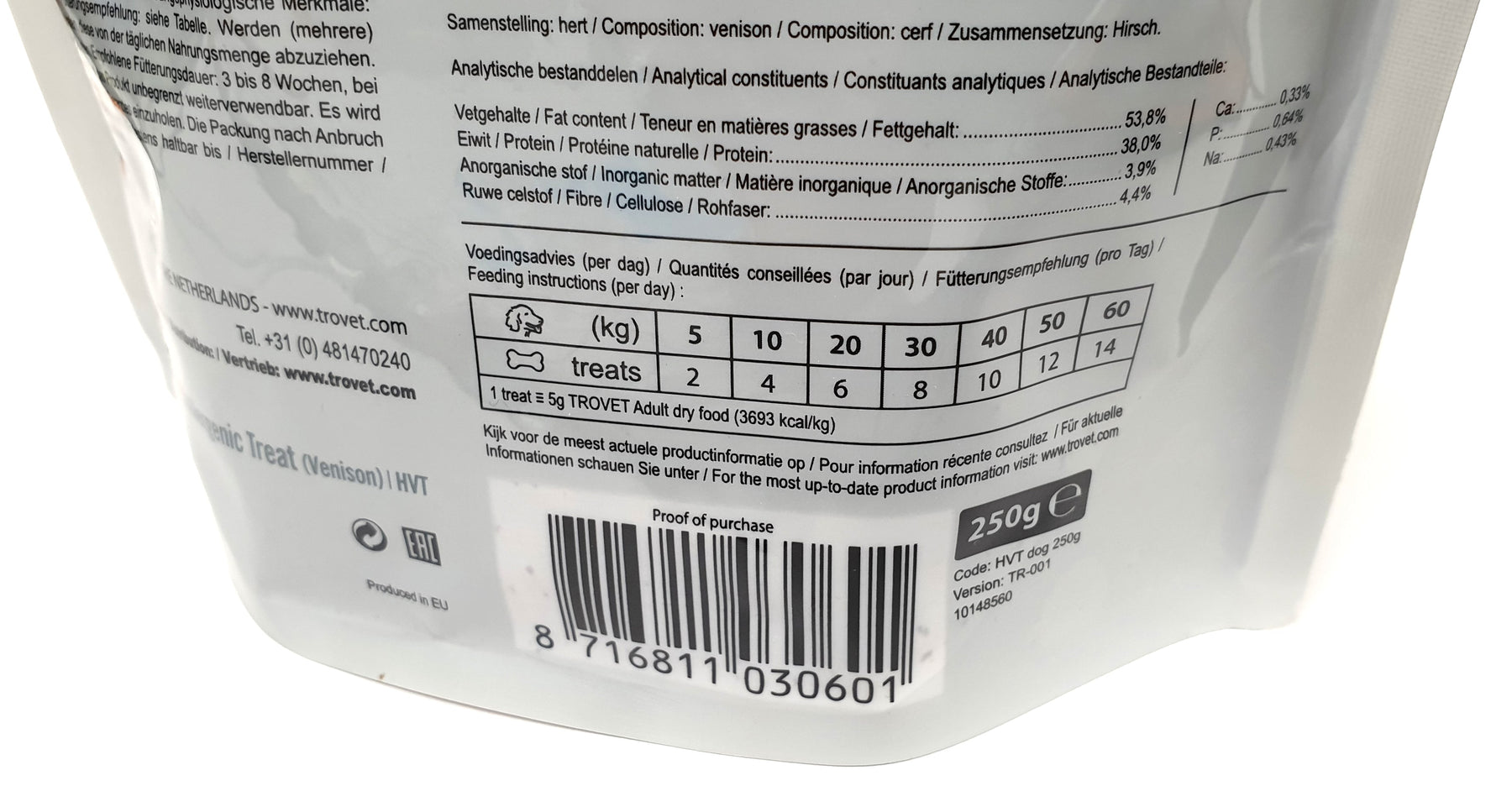 Trovet HVT Hypoallergenic Treat Deer för hundar 250 g