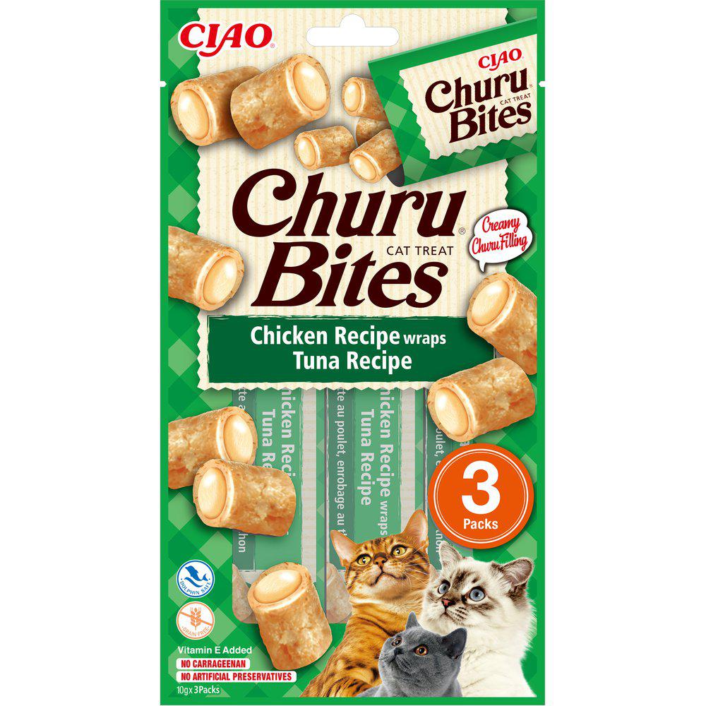 Churu Bites Chicken & Tuna kana ja tuunikalaga maiused kassidele 3 × 10 g