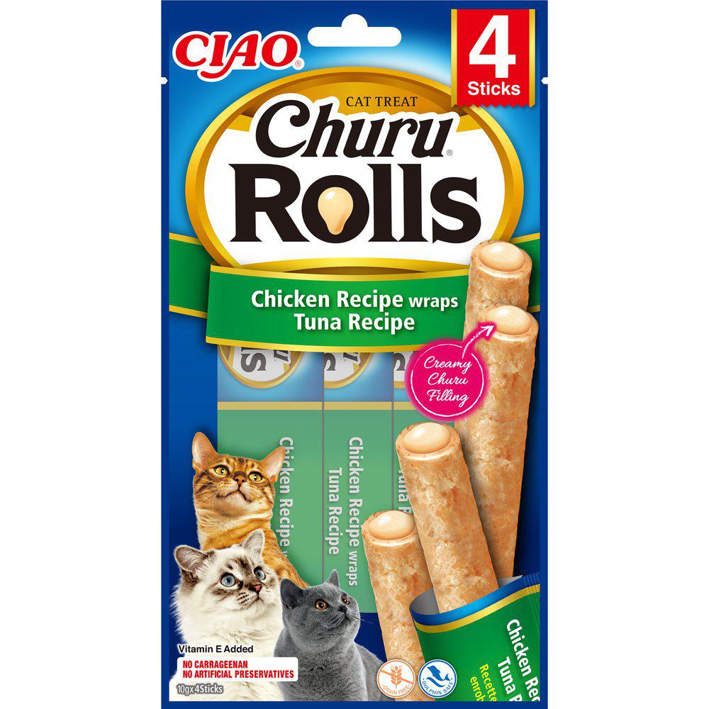 Churu Rolls Chicken & Tuna rullmaiused kassidele 4 × 10 g