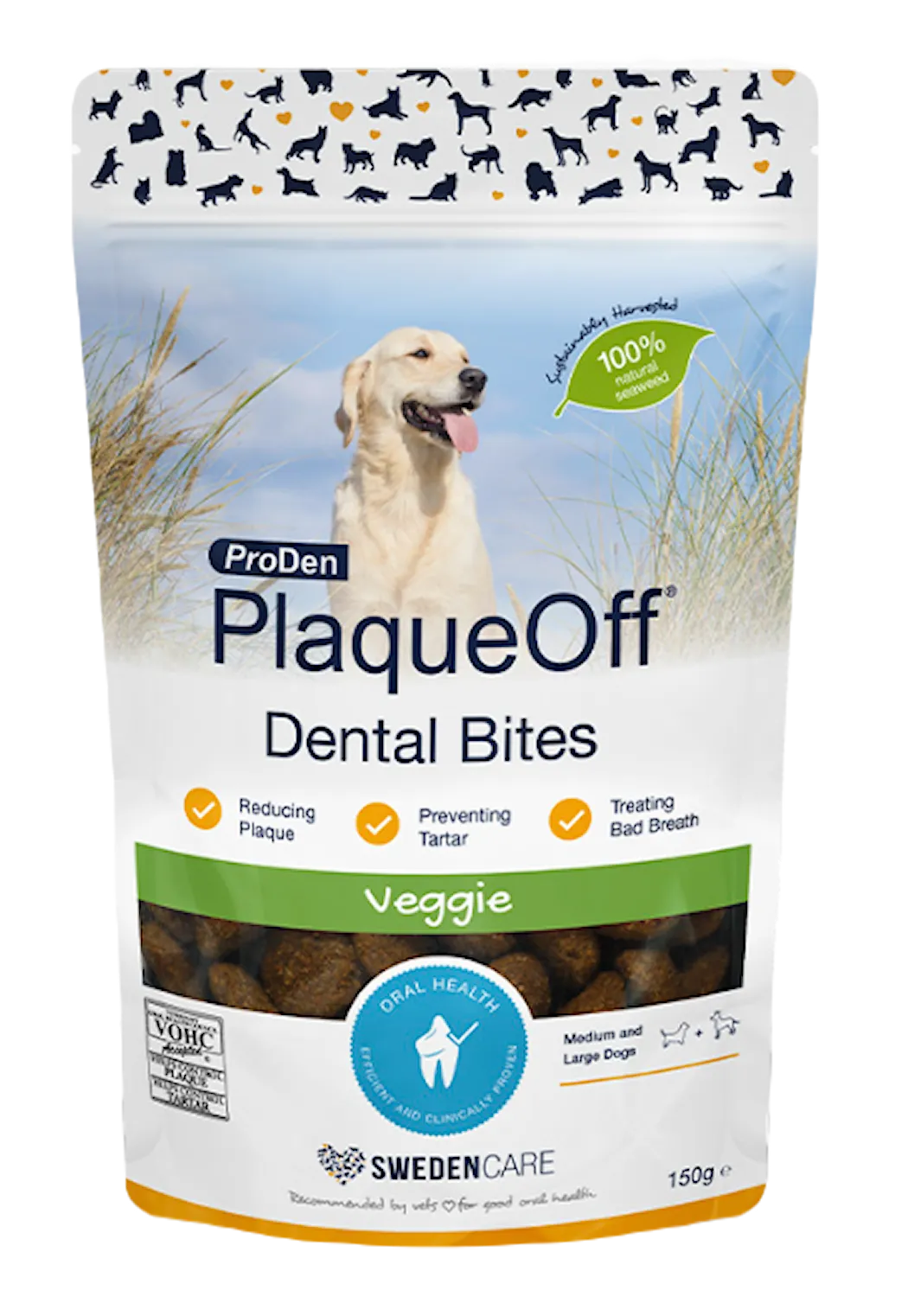 Plaqueoff Dental Bites Veggie för hund 150 g