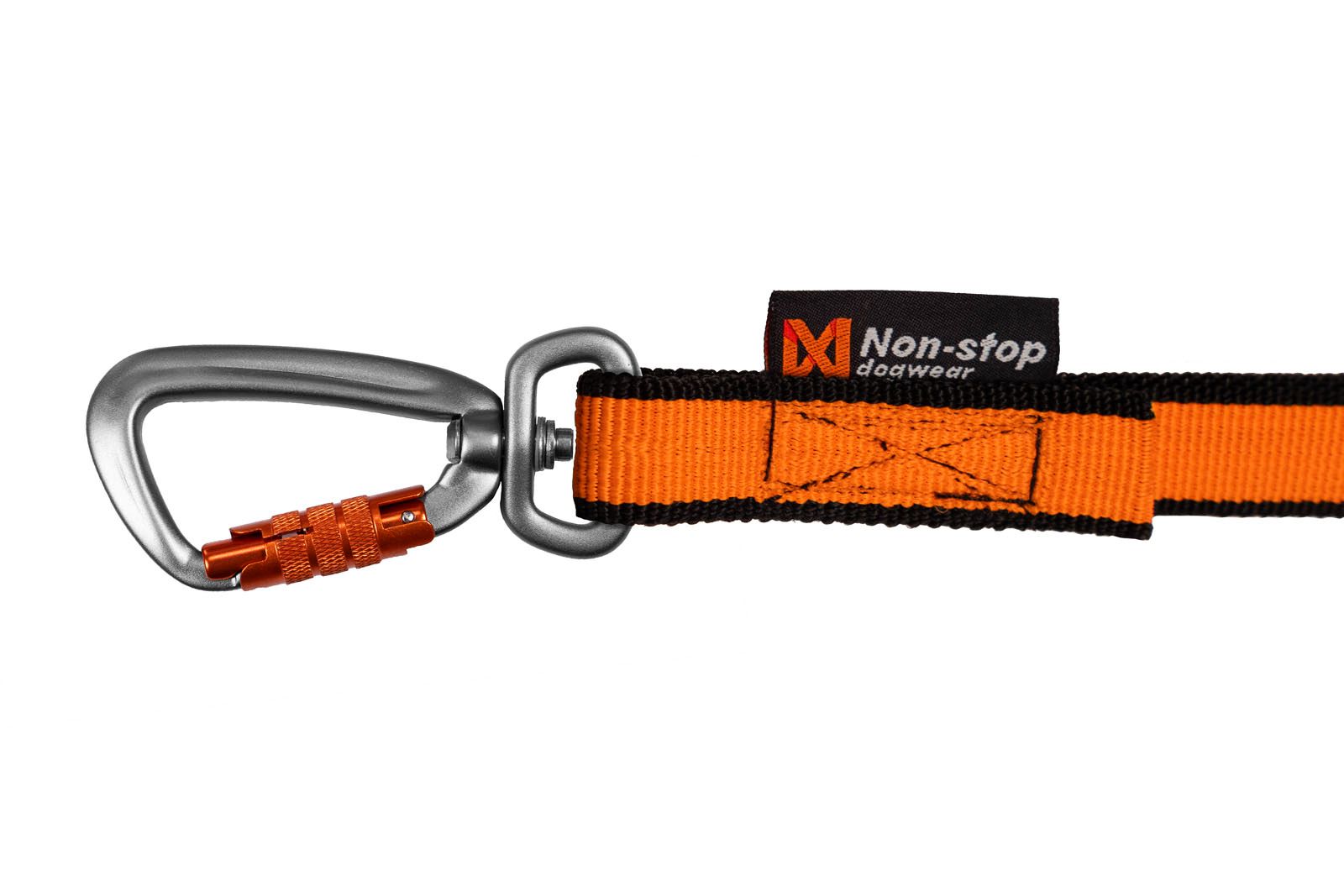 Non-stop Bungee leash svart/orange 2,0 m / 23 mm för hundar