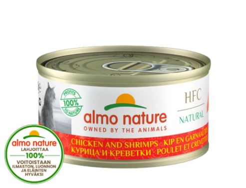 Almo Nature HFC Natural märgtoit kassidele kana ja krevettidega, 70 g