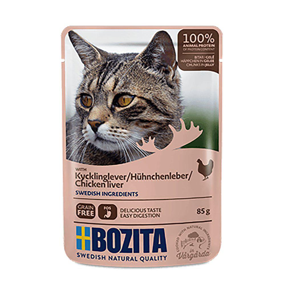 Bozita Kycklingleverbitar i Gelé för Katter 12 x 85 g