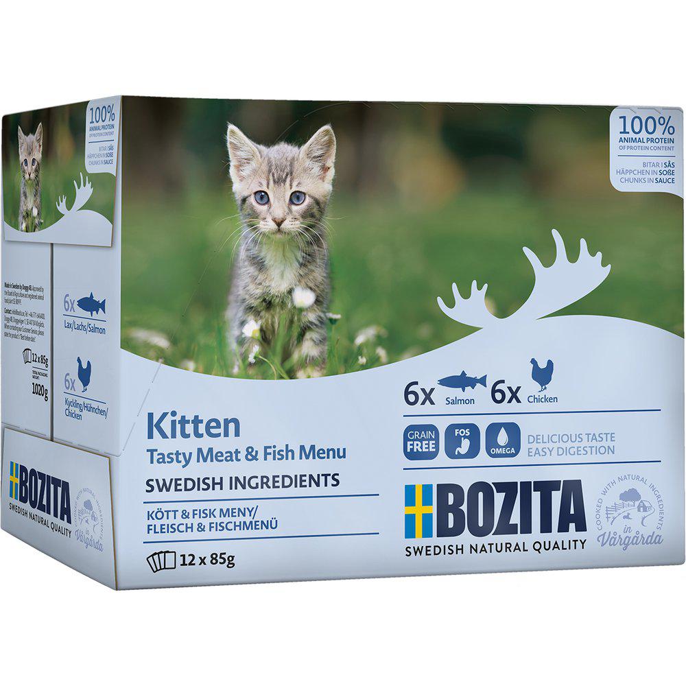 Bozita Kitten Meat & Fish Menu Chunks in Sauce 12 x 85 g