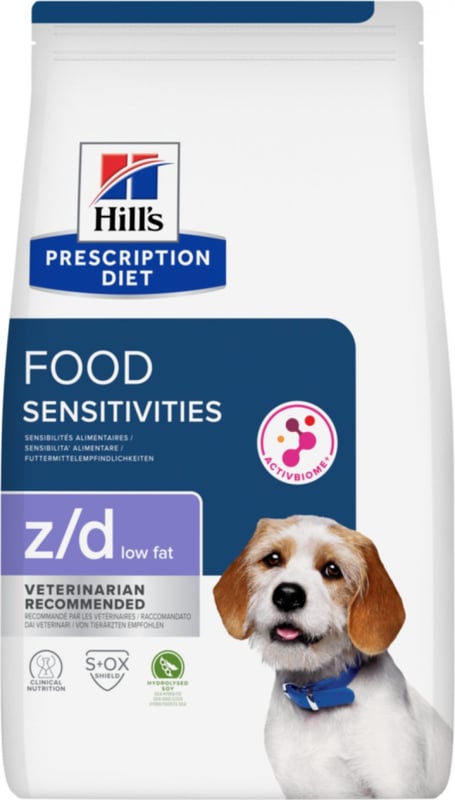 Hill's Prescription Diet z/d Low Fat Hydrolyserat Soja Food Sensitivities 3 kg för hundar