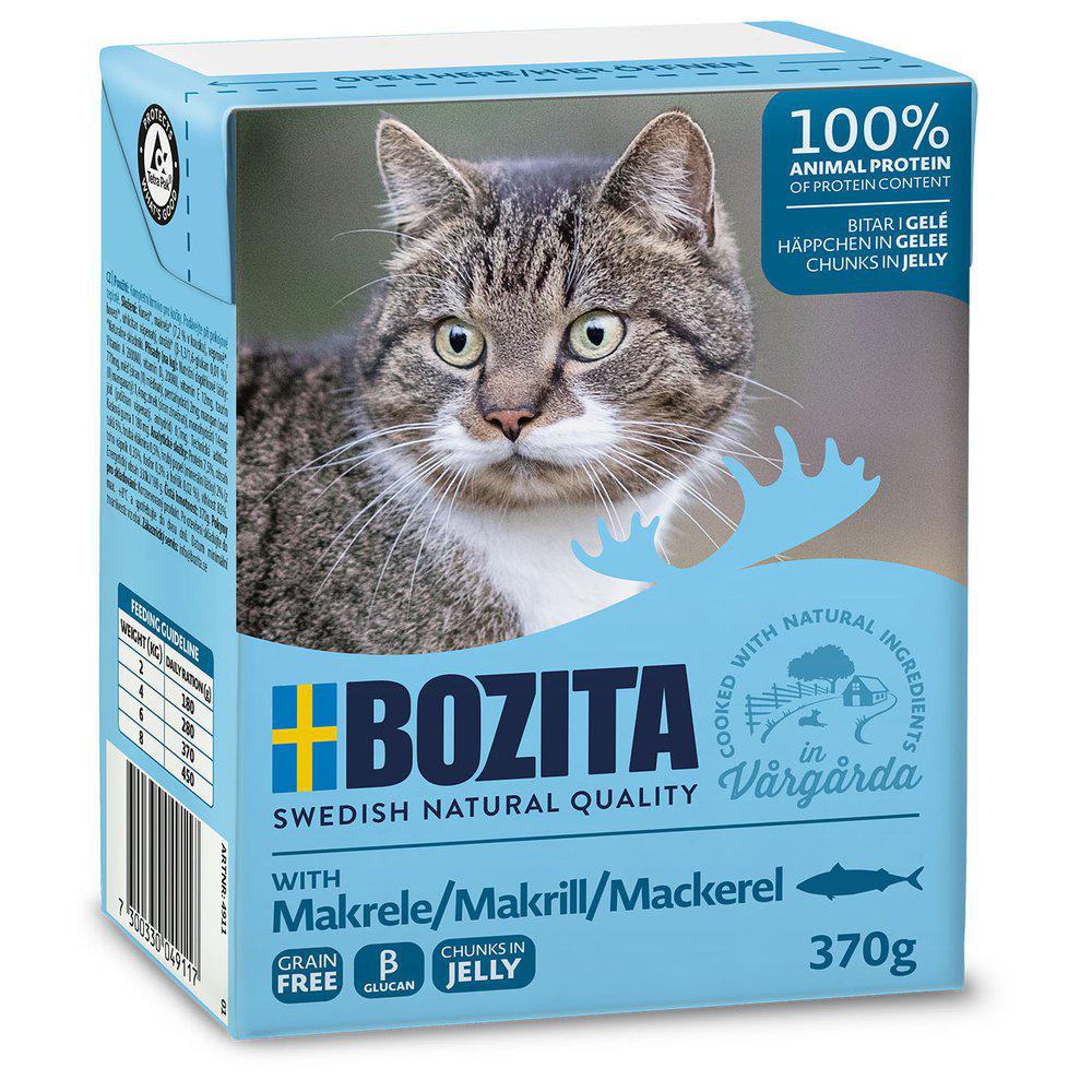 Bozita Bitar i Gelé med Atlantisk Makrill för Katter 6 x 370 g