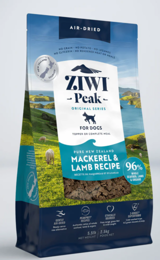 ZiwiPeak Air-Dried Makrill & Lamm 2,5 kg för hundar