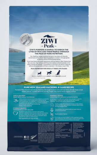 ZiwiPeak Air-Dried Makrill & Lamm 2,5 kg för hundar