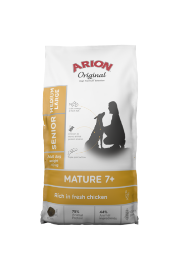 Arion Mature 7+ Medium & Large Chicken kuivtoit keskmist ja suurt tõugu koertele 12 kg