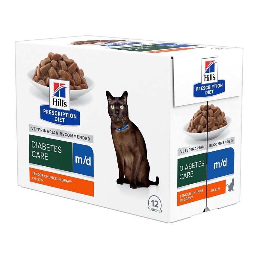 Hill’s Prescription Diet m/d Diabetes Care kanaga märgtoit kassidele 12 x 85 g MULTIPAKK