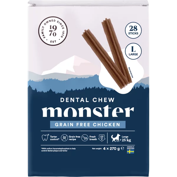 Monster Dental Chew Grain Free Chicken L 28 st
