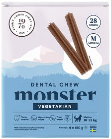Monster Dental Chew Vegetarian Dentaltugg Hund M 28 st