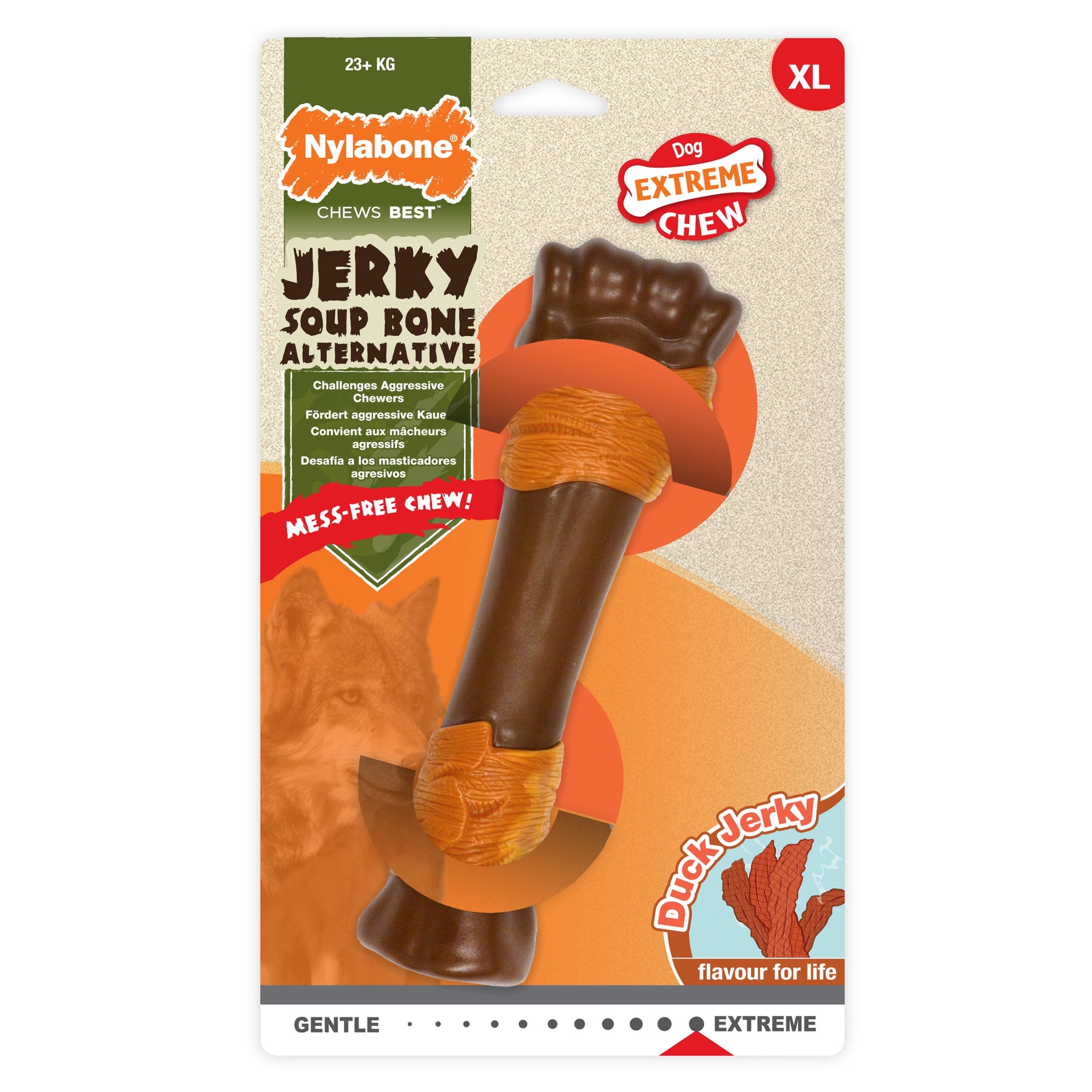 Nylabone Extreme Chew Jerky Soup Bone tuggleksak torkad anka XL för hundar