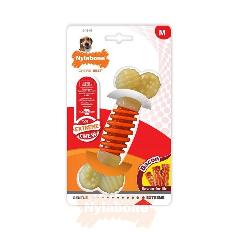 Nylabone Extreme Chew Pro Action tuggleksak bacon M för hundar