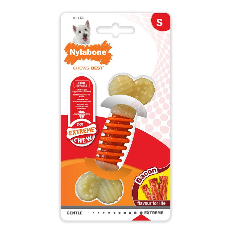 Nylabone Extreme Chew Pro Action tuggleksak bacon S för hundar