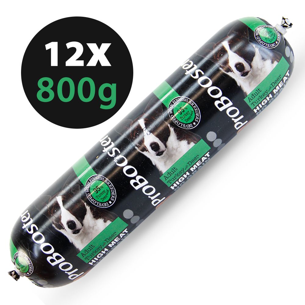 ProBooster Köttmåltid kalkon & hjort 12 x 800 g för hundar