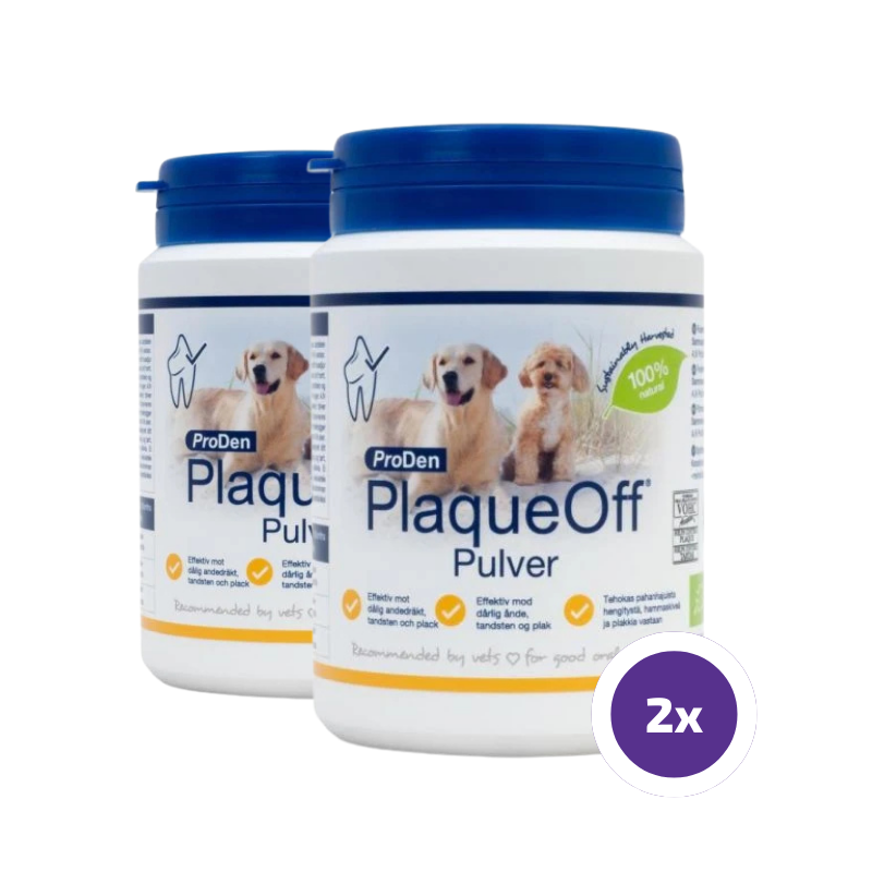 PlaqueOff pulver för hund 2 x 180 g