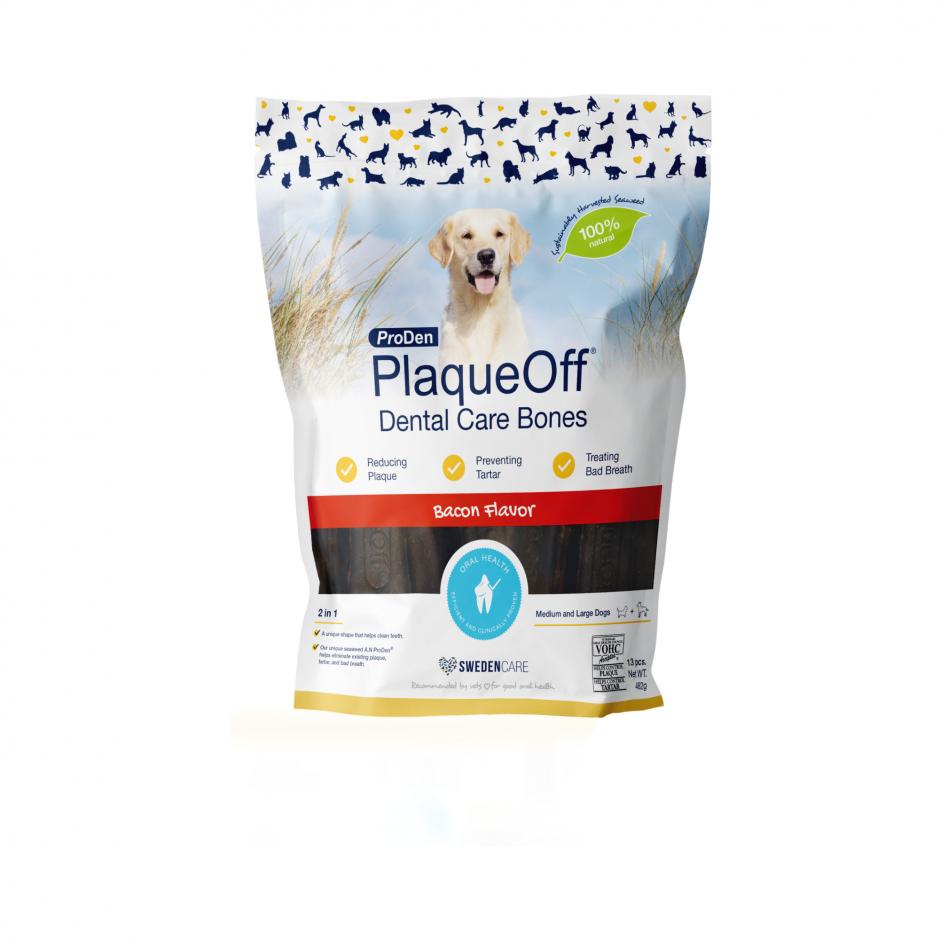PlaqueOff Dental Care Bones Bacon för hund 482 g