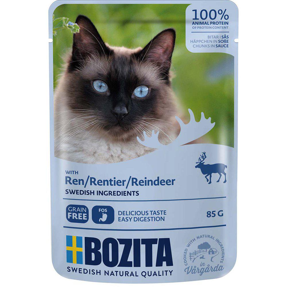 Bozita Bitar i Sås med Ren för Katter 12 x 85 g