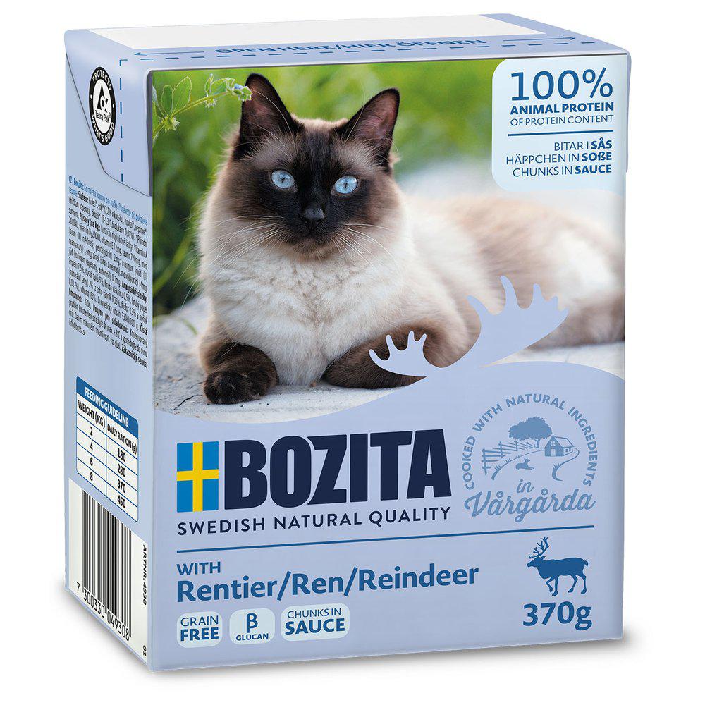 Bozita Bitar i Sås med Ren för Katter 6 x 370 g