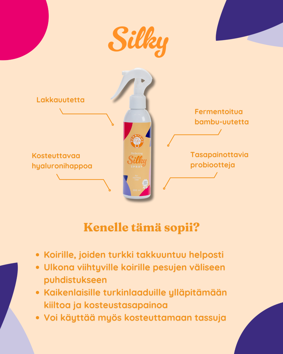 BERRYOMG Perfecting Silky Spray vårdande spray för hundar 200 ml