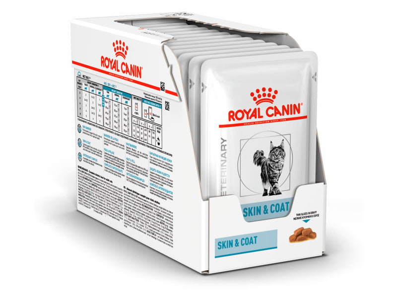 Royal Canin Veterinary Diets Derma Skin & Coat Pouch wet cat food 12 x 85g