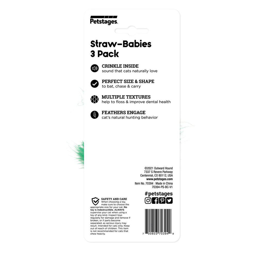 Petstages Straw-Babies kattleksaker 3-pack
