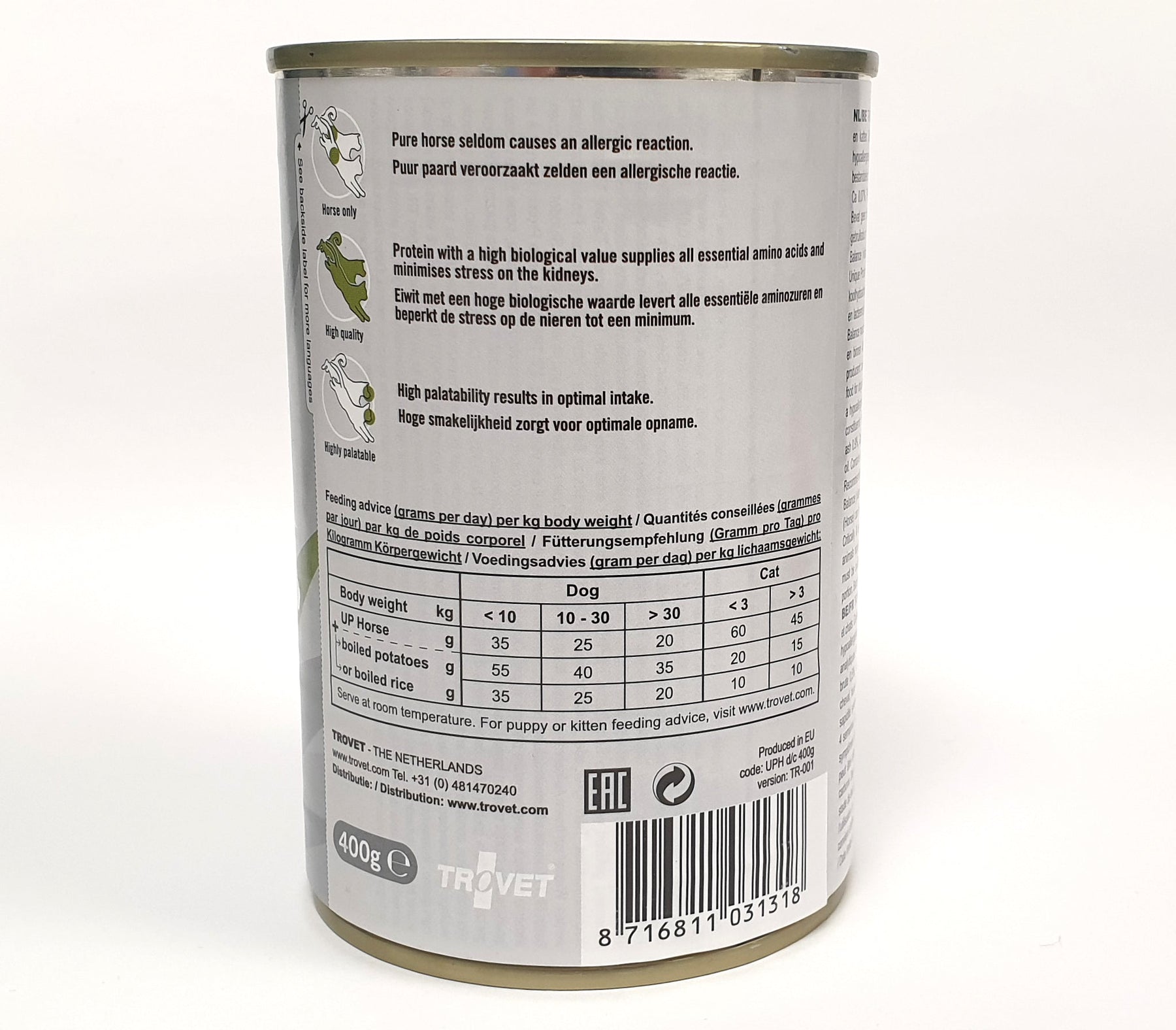 Trovet Unique Protein UPH häst för katt och hund 6 x 400 g