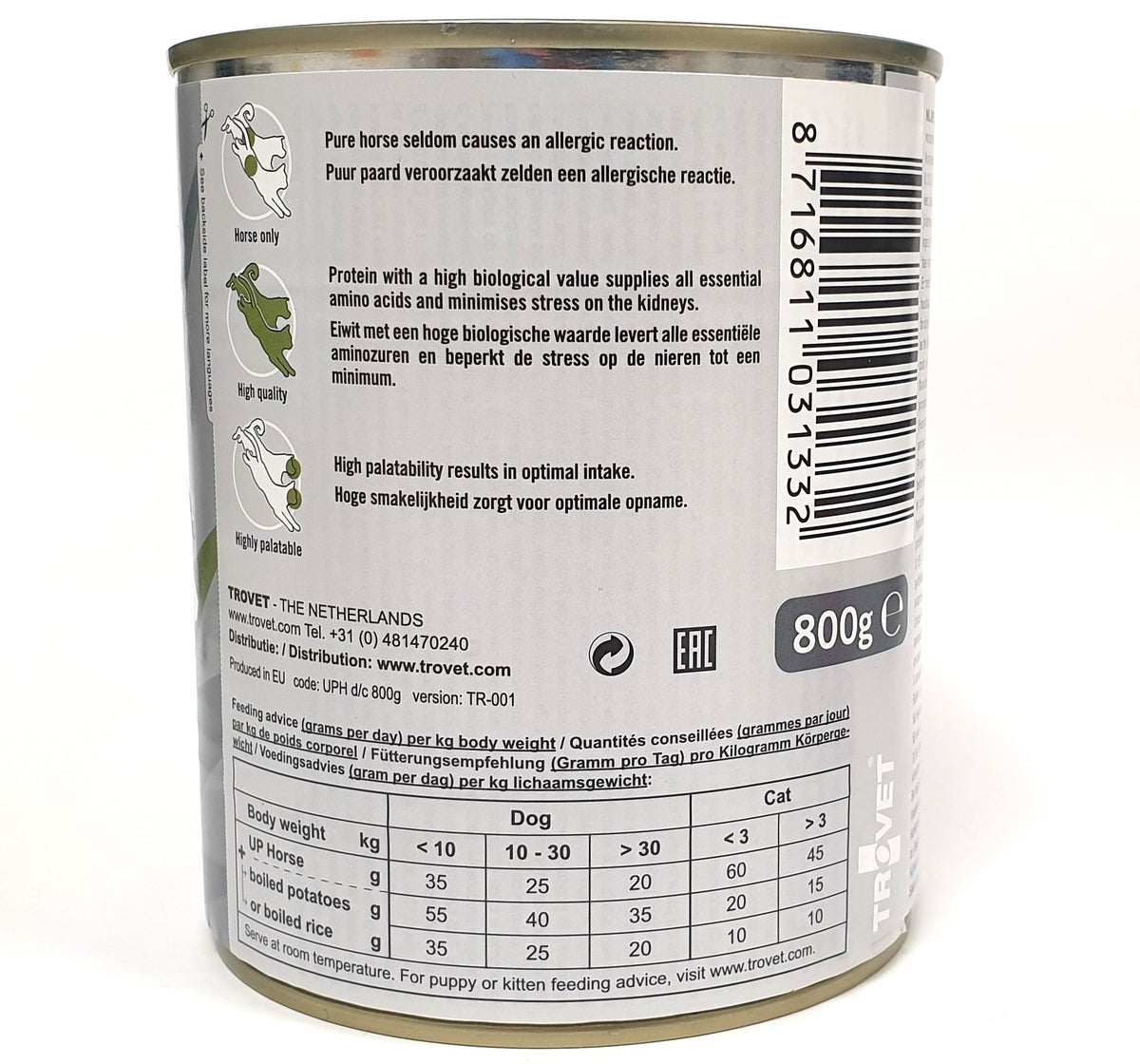 Trovet Unique Protein UPH Häst 6 x 800 g för katter och hundar