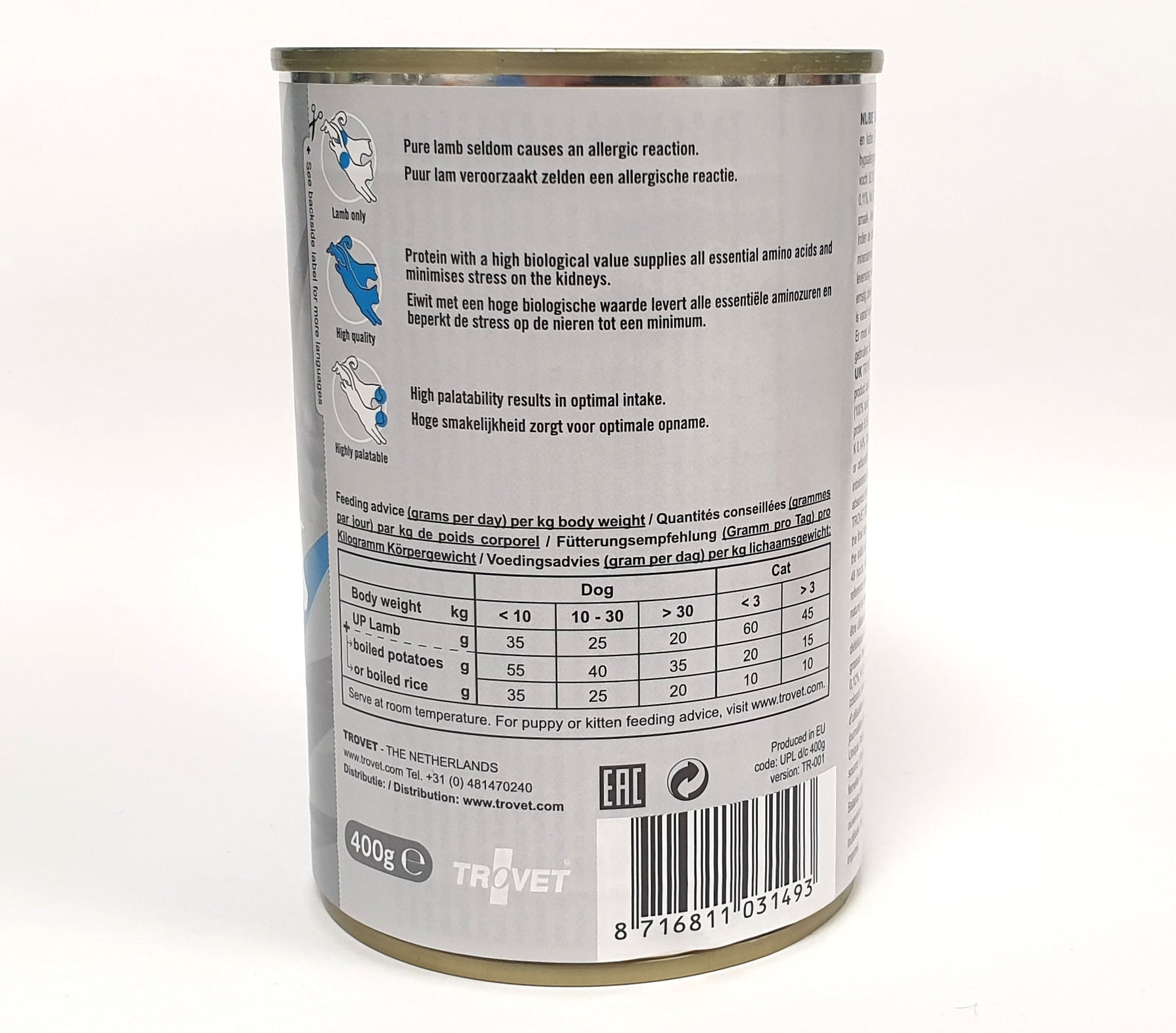 Trovet Unique Protein UPL lamm för katt och hund 6 x 400 g