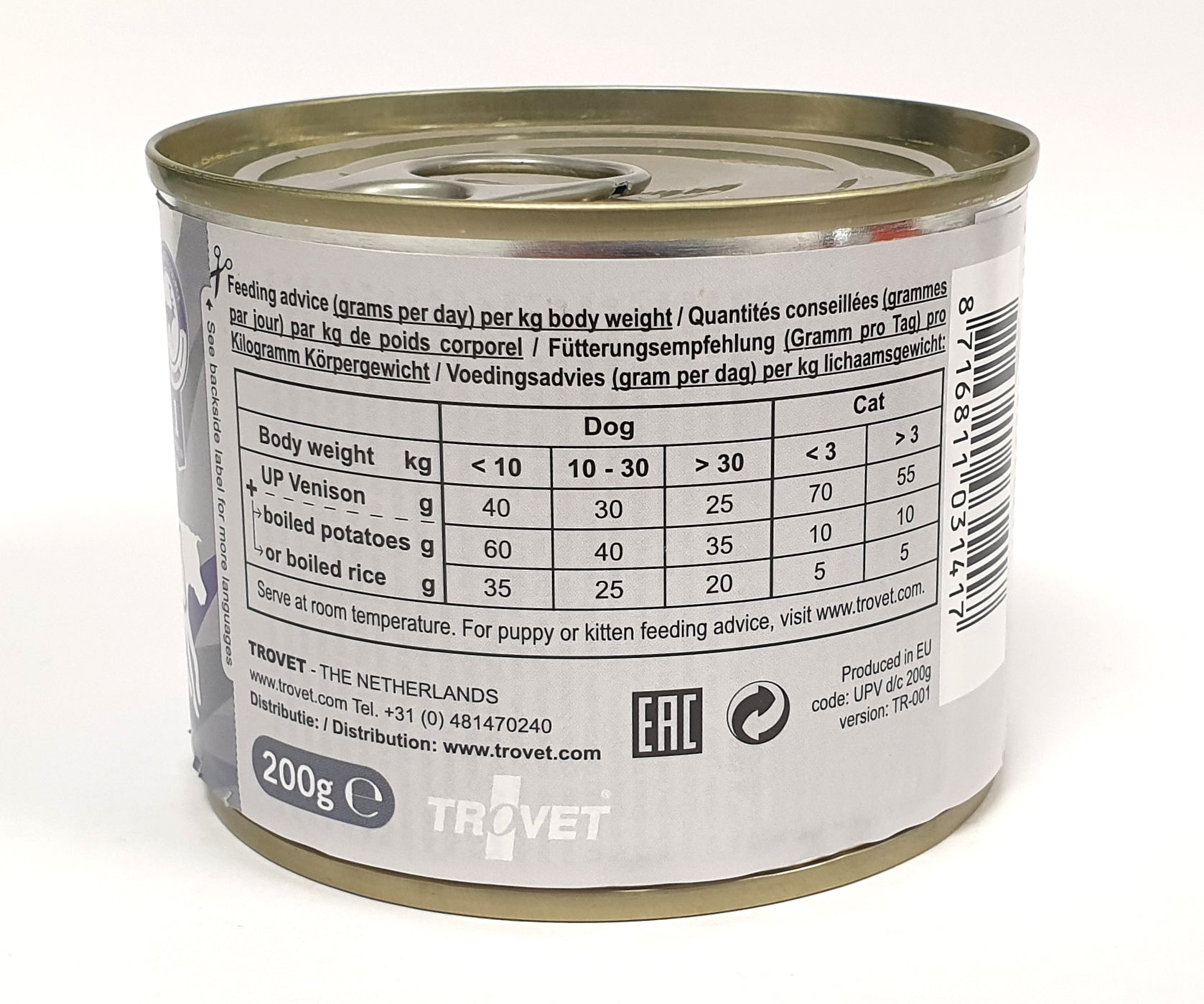 Trovet Unique Protein UPV-hjort för katter och hundar 6 x 200 g