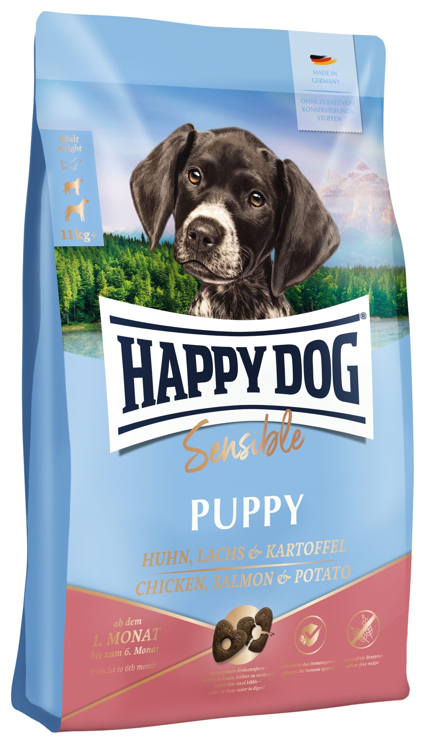 Happy Dog Sensible Puppy Huhn, Lachs & Kartoffel 10 kg för hundar