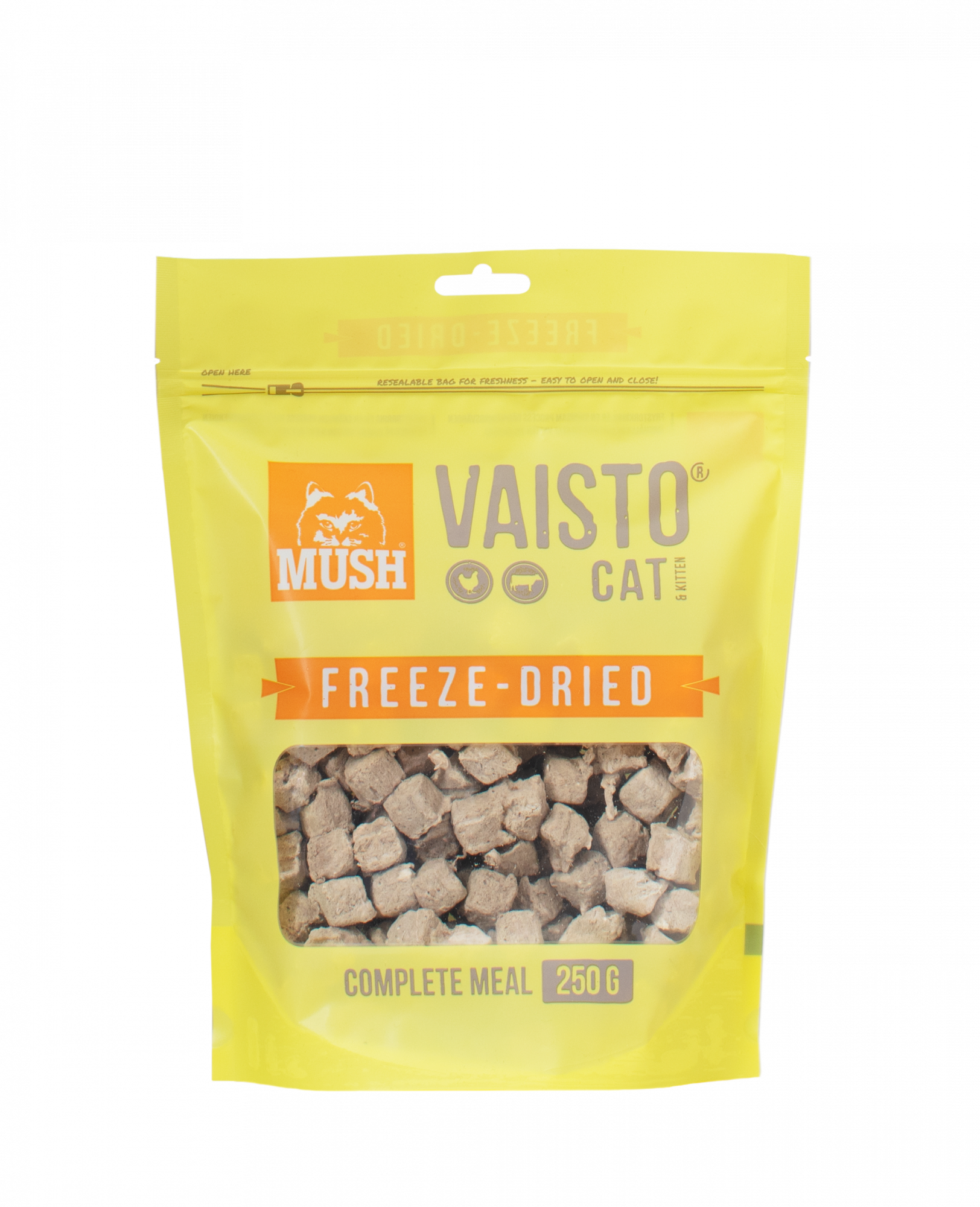 MUSH Vaisto Cat gul frystorkad (kyckling-nöt) 250 g för katter