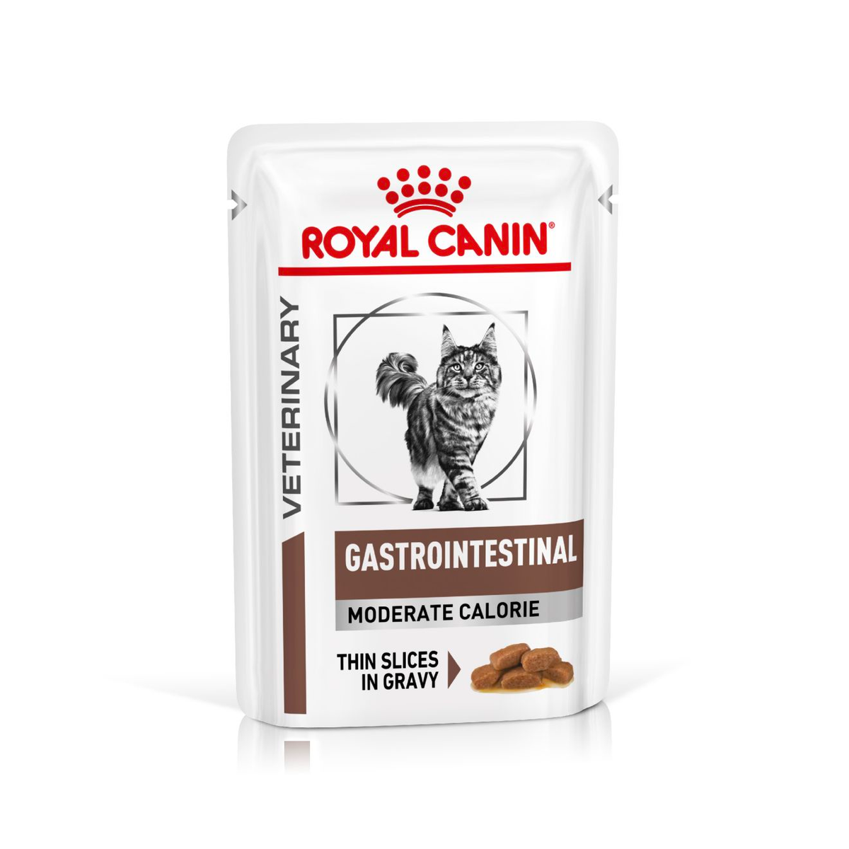 Royal Canin Veterinary Diets Gastrointestinal Moderate Calorie Slices In Gravy wet cat food 12 x 85g