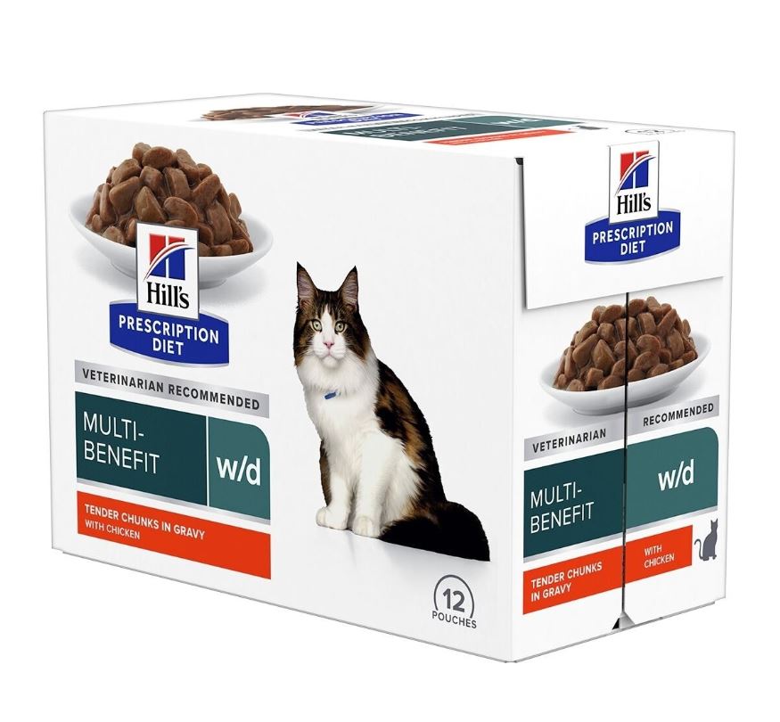 Hill’s Prescription Diet w/d Multi-Benefit kanaga märgtoit kassidele 12 × 85 g MULTIPAKK