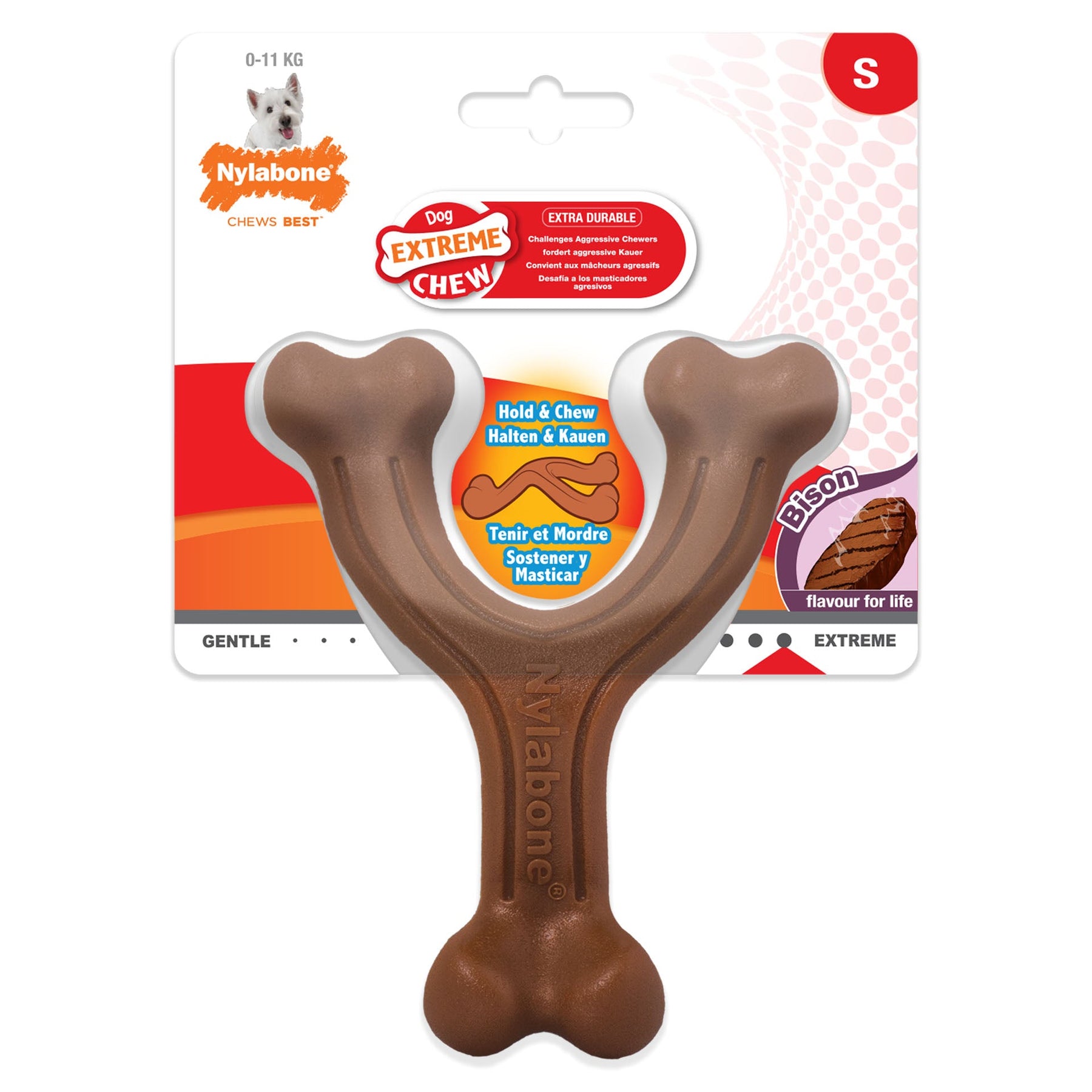 Nylabone Extreme Chew Wishbone tuggleksak bison S för hundar