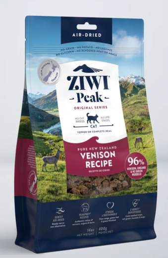 ZiwiPeak Air-Dried Hjort 400 g för katter