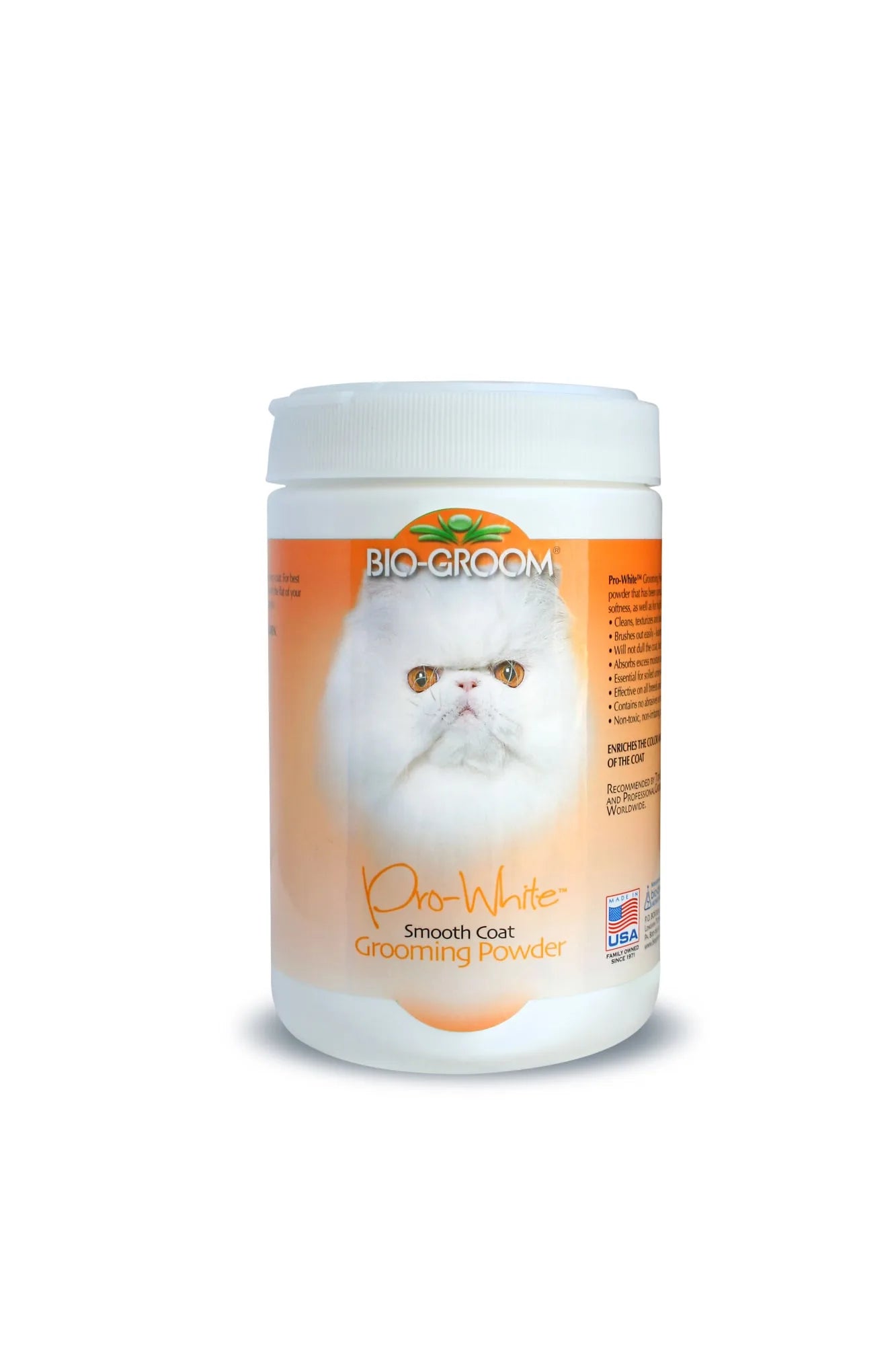Bio-Groom Pro-White Smooth Coat kuivšampoon-pulber pehmekarvalistele lemmikloomadele 170 g