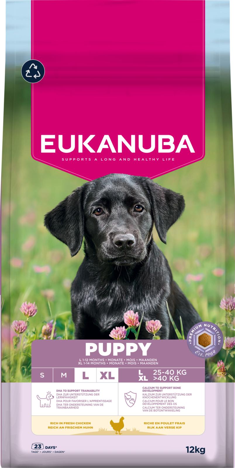 Eukanuba Puppy Large Breed Chicken kanalihaga kasvu toetav kuivtoit suurt ja väga suurt tõugu kutsikatele 12 kg