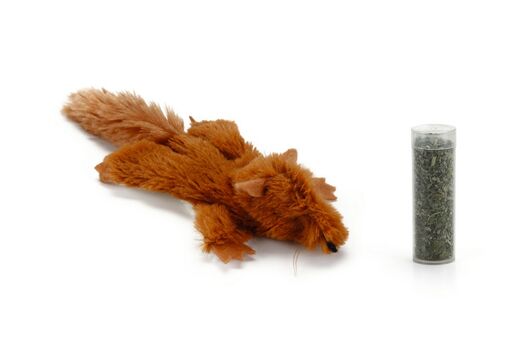 Beeztees Plush Squirrel Cat Toy with Catnip