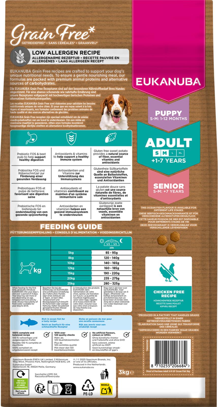 Eukanuba Adult Small/Medium Grain Free Ocean Fish torrfoder för hund