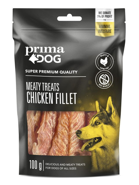 PrimaDog Kycklingfilé 100 g för hundar