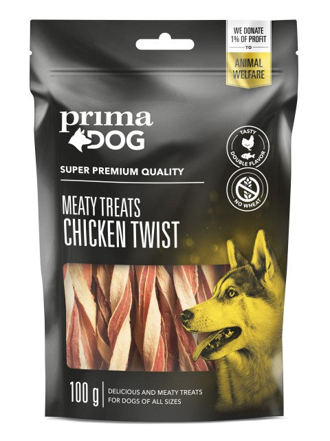 PrimaDog Kycklingtugg med torsk 100 g för hundar