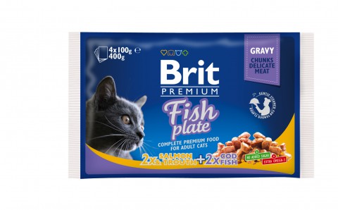 Brit Premium Cat Pouches Fish Plate 4 x 100 g