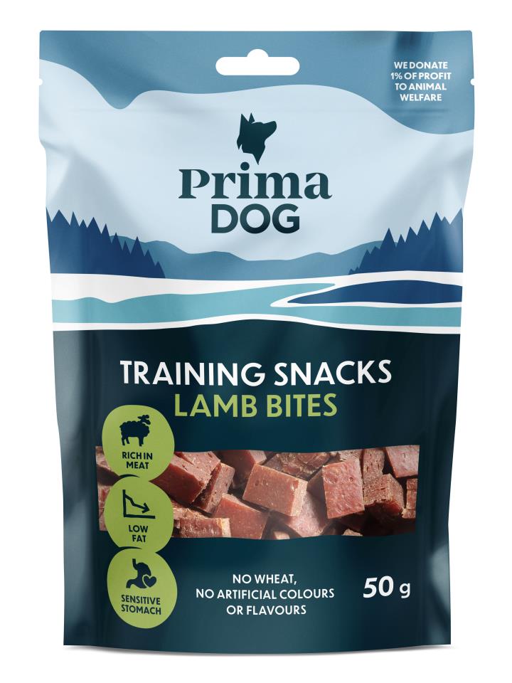 PrimaDog träningsgodis lamm 50 g för hundar