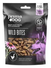 PrimaDog Wild Bites anka och solhatt 150 g för hundar