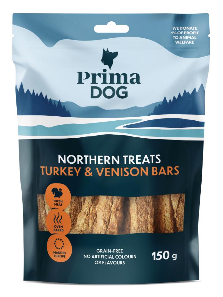 PrimaDog Northern Treats kalkon- och viltgodis 150 g för hundar