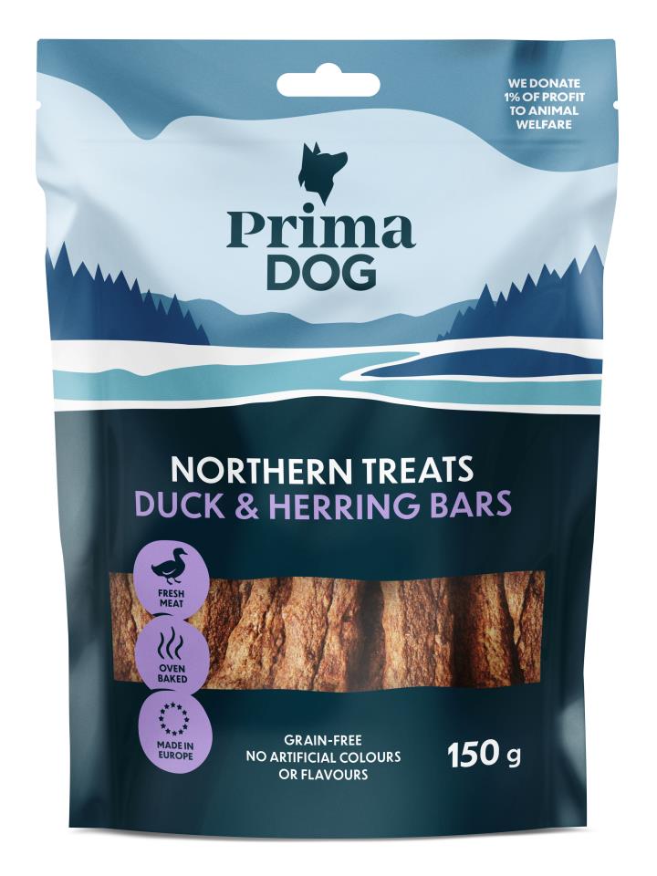 PrimaDog Northern Treats anka-sillstång 150 g för hundar