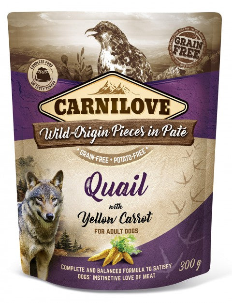 Carnilove paté med vaktel och gul morot för vuxna hundar 12 x 300 g