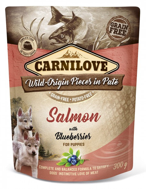 Carnilove paté med lax och blåbär för valpar 12 x 300 g